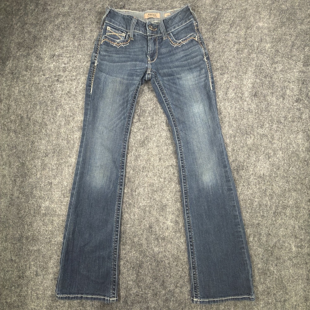 Ariat REAL Jeans Womens 25R Blue Mid Rise Bootcut Entwined Western Stretch 25x32
